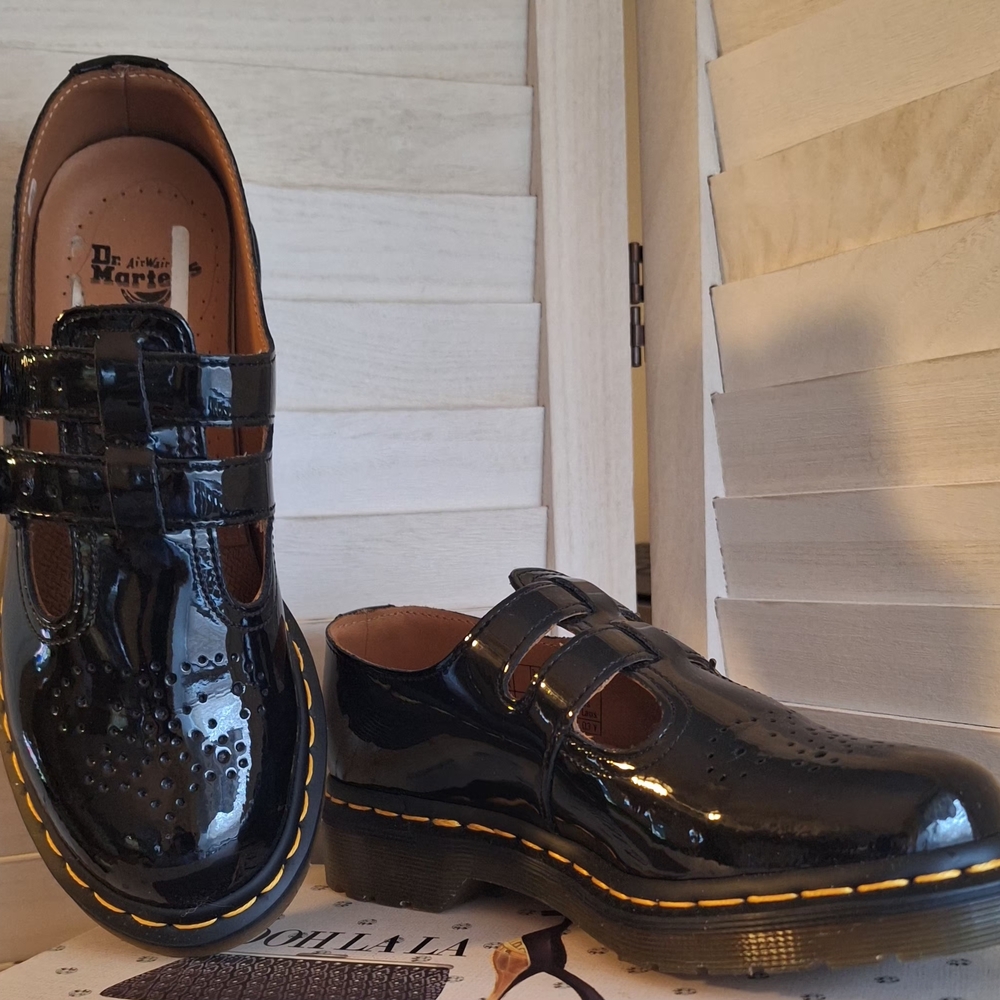 NWOT Dr. Martens Black Patent Leather Double-Strap Mary Jane Loafers - Picture 2 of 8